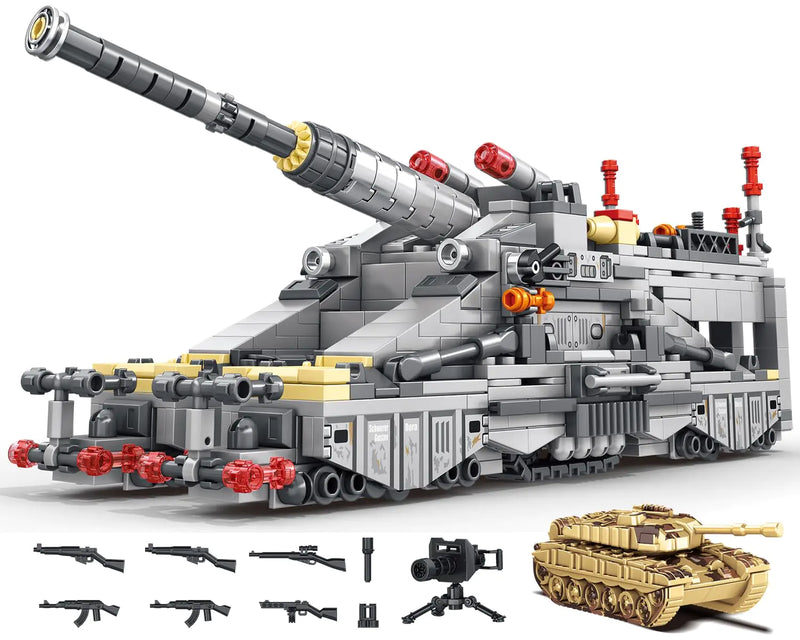 Military Dora Tank Toy Building Set Compatible with Lego Military WW2 Classic Amry Building Block Gift for Military Enthusiasts Kid 6-14 Years Old.