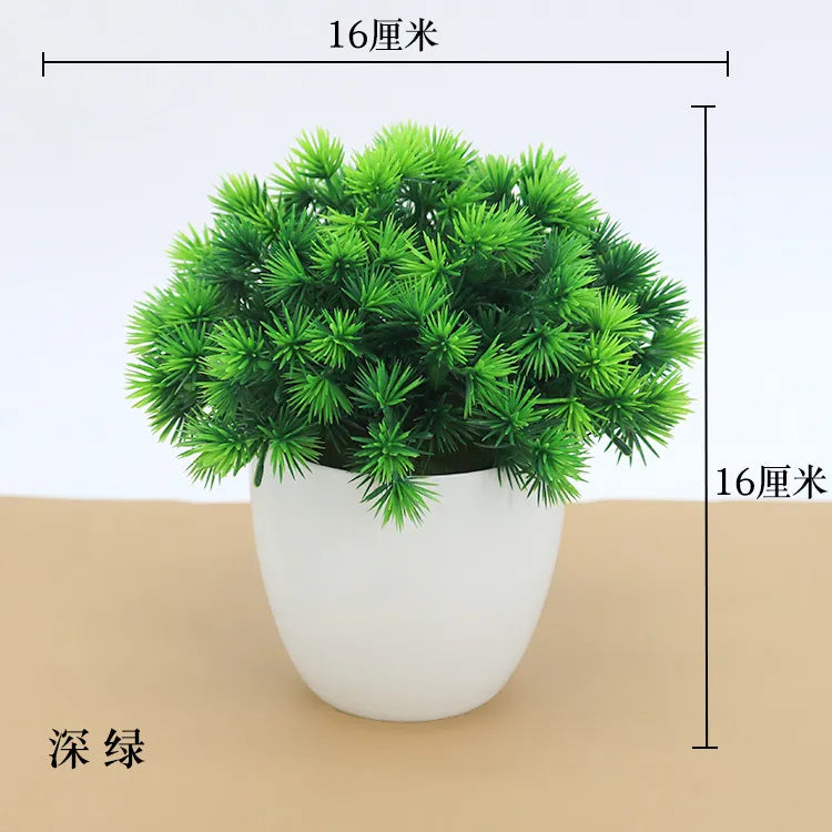 Artificial Plants Potted Bonsai Green Small Tree Plants Fake Flowers