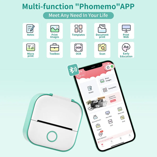 Mini Sticker Printer Phomemo T02 Thermal Portable