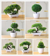 Artificial Plants Potted Bonsai Green Small Tree Plants Fake Flowers