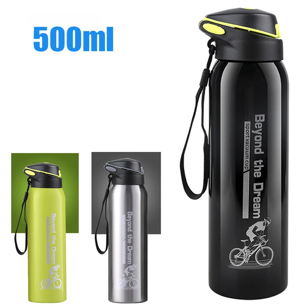 500ml Bike Water Bottle Drink Flask Stainless Steel Cup