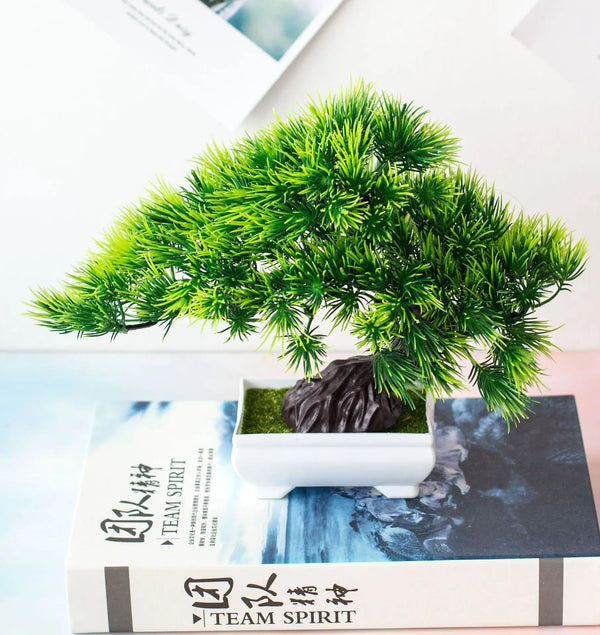Artificial Plants Potted Bonsai Green Small Tree Plants Fake Flowers