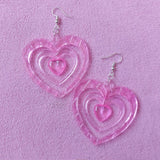 Retro Love Acrylic Girl Heart Earrings Cute