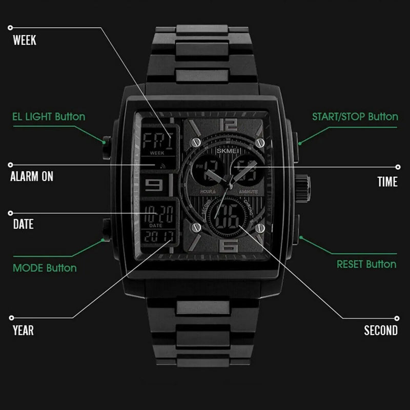 Chronograph Men's Digital Army Military Sport Quartz